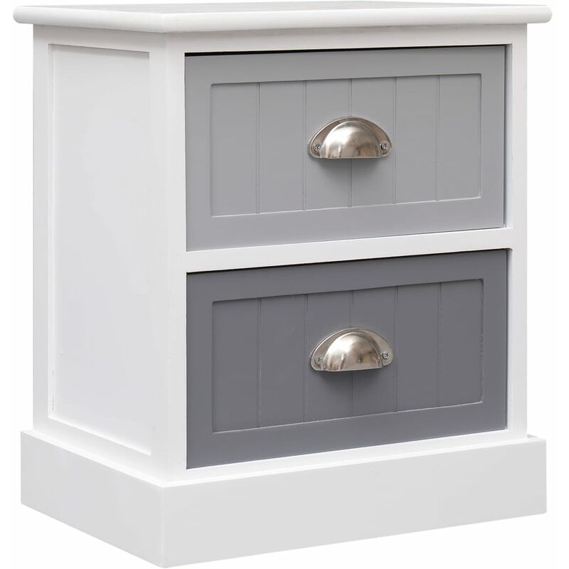 

Mesita de noche madera de Paulownia gris 38x28x45 cm