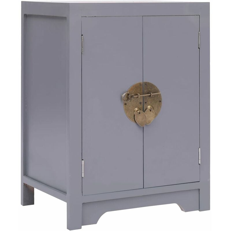 

Mesita de noche madera de Paulownia gris 38x28x52 cm - Gris