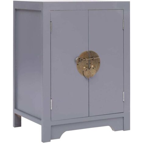 Mesita de noche madera de Paulownia gris 38x28x52 cm vidaXL