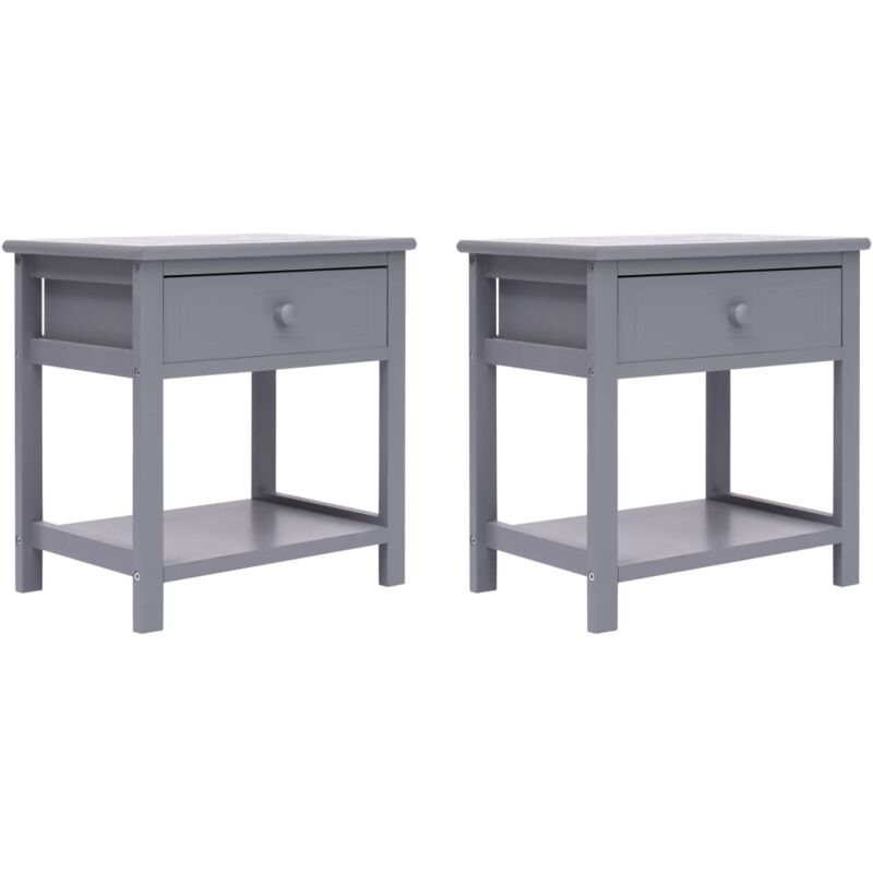 

vidaXL Mesita de Noche Madera de Paulownia Gris 2 Unidades - Gris
