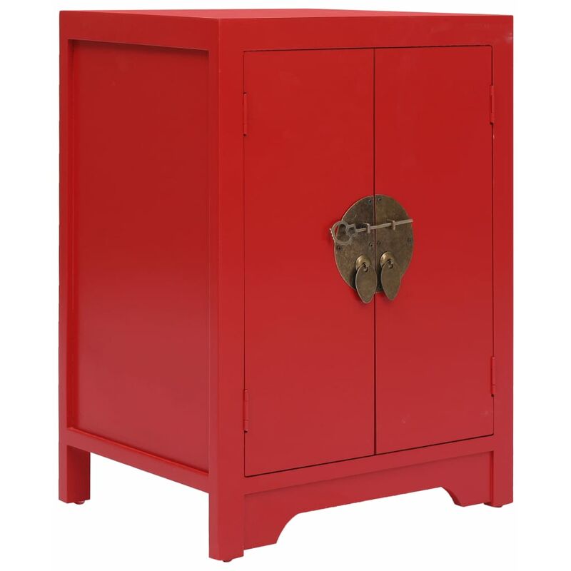 

Mesita de noche madera de Paulownia rojo 38x28x52 cm - Rojo
