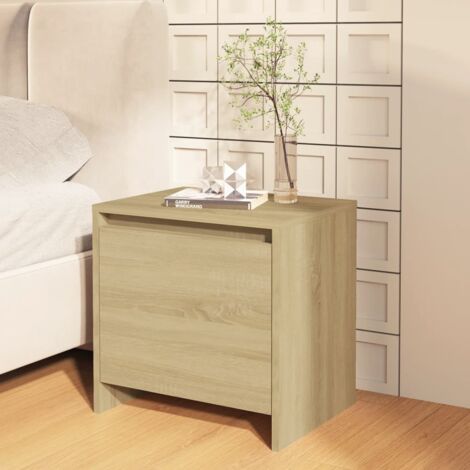 Mesita de noche madera ingeniería roble 45x34,5x44,5 cm