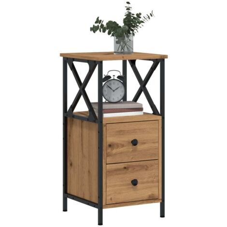 Mesita de noche madera ingeniería roble artisan 34x35,5x70 cm vidaXL