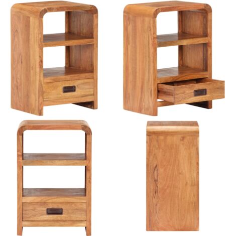 Mesita de noche madera maciza acacia acabado miel 40x30x60 cm - Madera maciza - Acacia