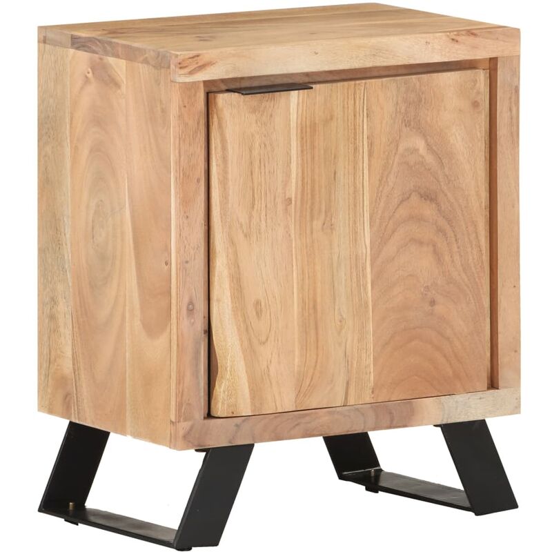 

Mesita de noche madera maciza acacia borde natural 40x30x50 cm