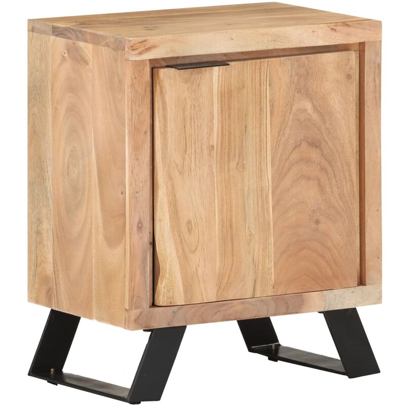 

Mesita de noche madera maciza acacia borde natural 40x30x50 cm