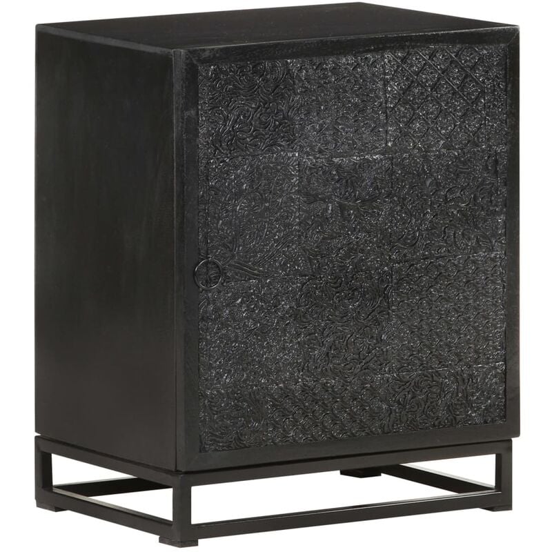 

Mesita de noche madera maciza acacia y mango negro 40x30x50 cm