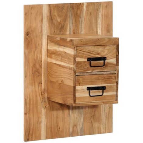 Mesita de noche madera maciza de acacia 60x32x80 cm