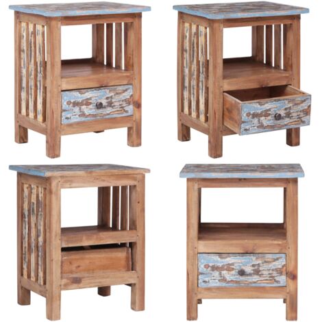 Mesita de noche madera maciza de caoba 41x30x50 cm - Mesita de noche de madera - Mesita de noche de caoba
