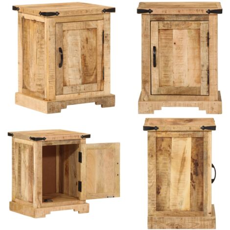 Mesita de noche madera maciza de mango 40x35x50 cm - Madera de mango - Muebles de madera