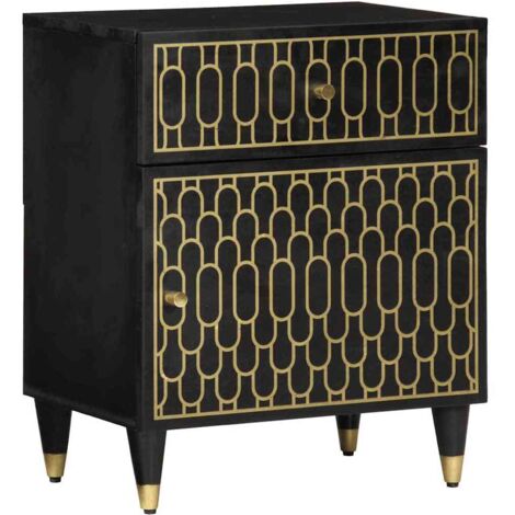 Mesita de noche madera maciza de mango 50x33x60 cm