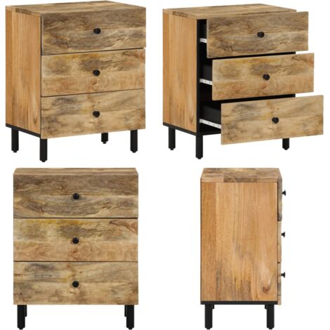 Mesita de noche madera maciza de mango 50x33x60 cm - Madera de mango - Muebles de madera