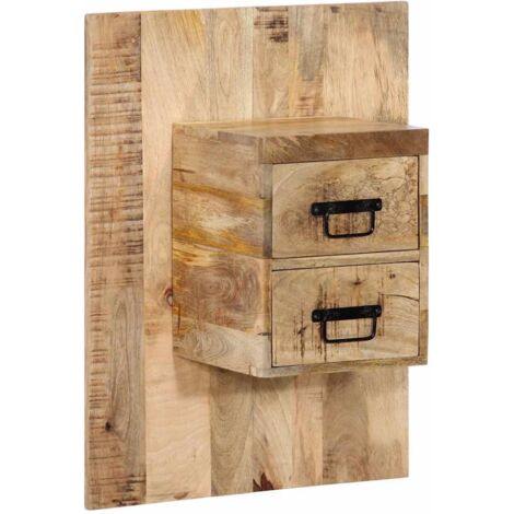 Mesita de noche madera maciza de mango 60x32x80 cm