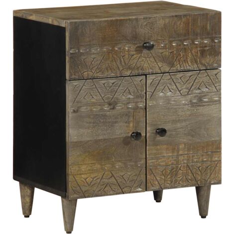 Mesita de noche madera maciza de mango gris claro 50x33x60 cm vidaXL