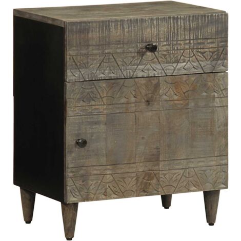 Mesita de noche madera maciza de mango gris claro 50x33x60 cm vidaXL