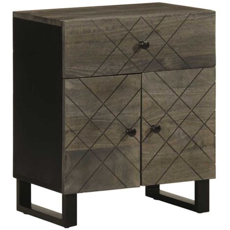 Mesita de noche madera maciza de mango negra 50x33x60 cm