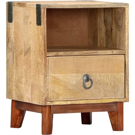 Mesita de noche madera maciza de mango rugosa 40x30x52 cm vidaXL - Marrón