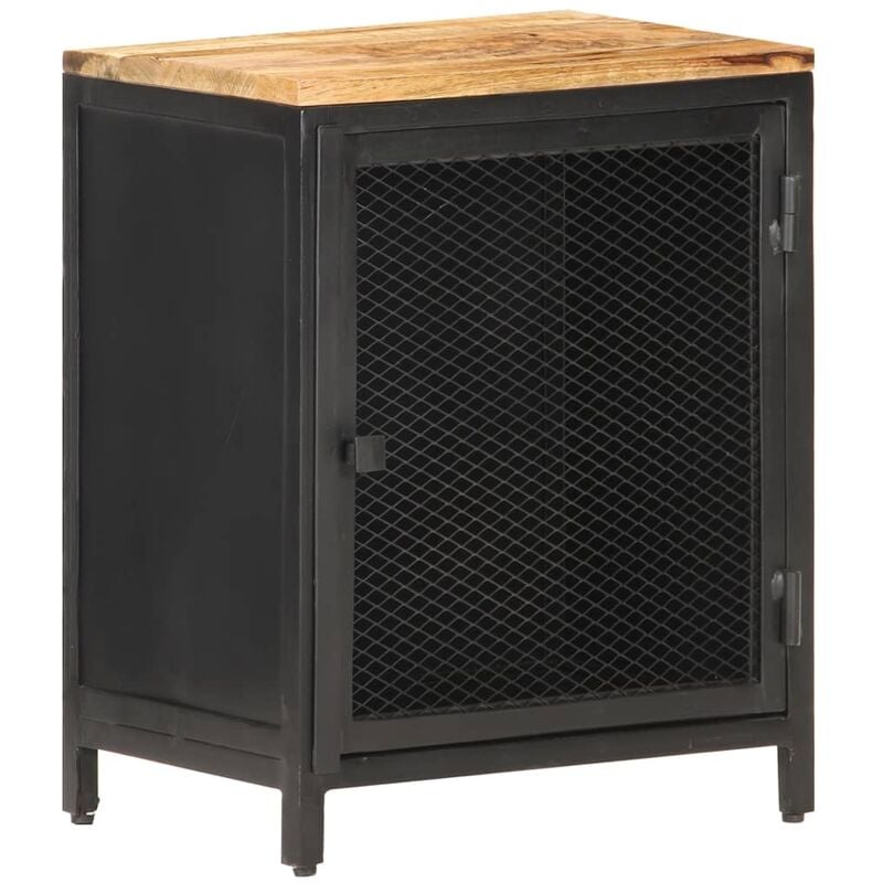 

Mesita de noche madera maciza de mango rugosa 40x30x53 cm