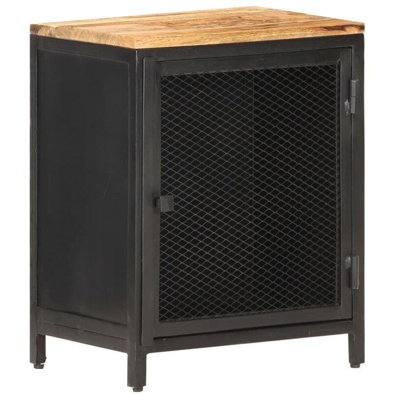 

Mesita de noche madera maciza de mango rugosa 40x30x53 cm - Negro