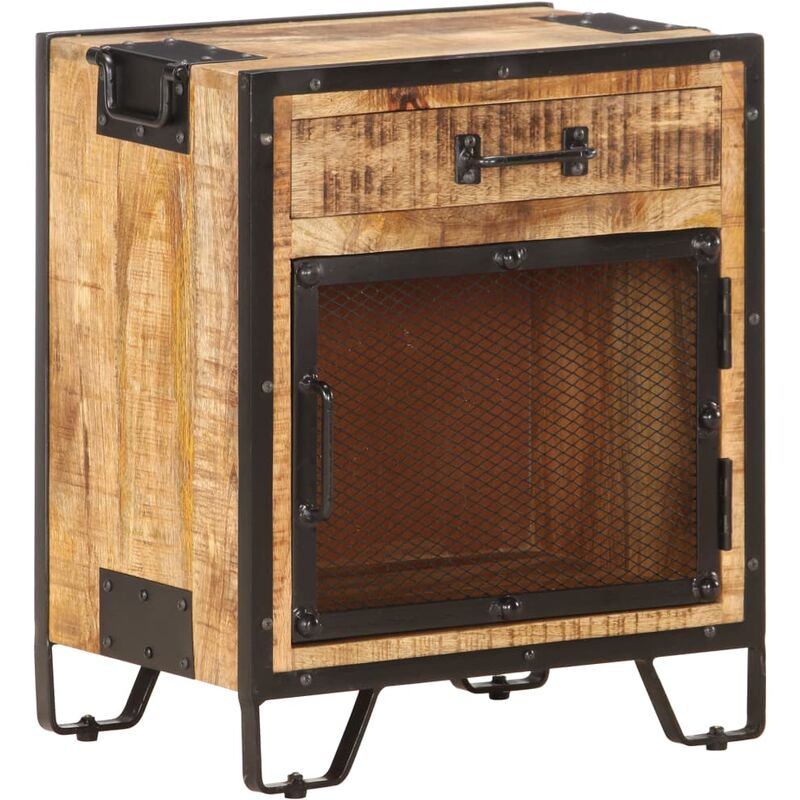 

Bh Design - Mesita de noche madera maciza de mango sin tratar 43x30x51 cm