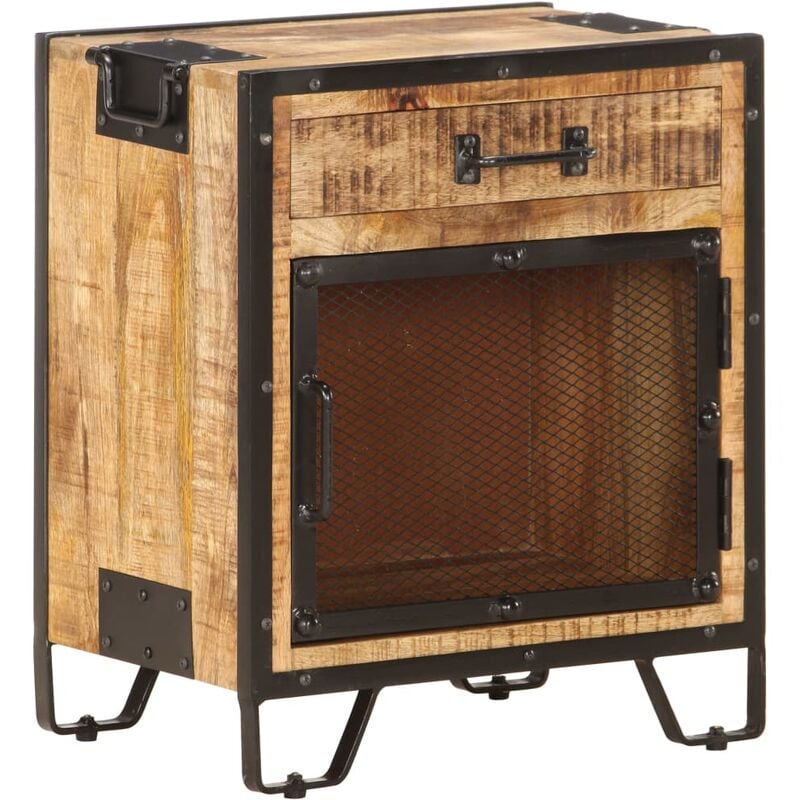 

vidaXL Mesita de noche madera maciza de mango sin tratar 43x30x51 cm - Marrón