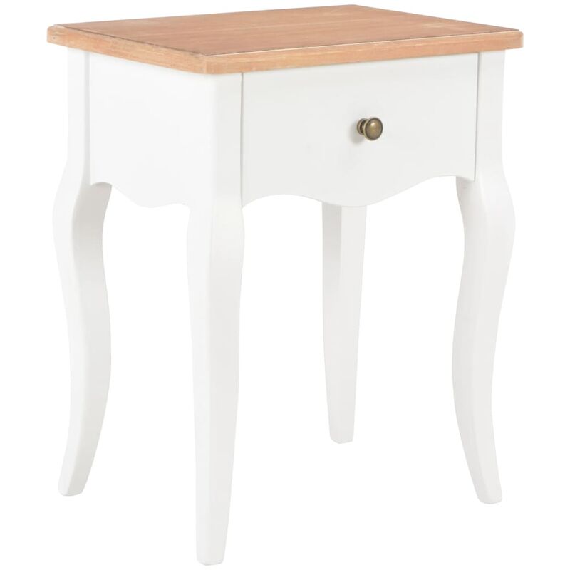 

Mesita de noche madera maciza de pino blanco marrón 40x30x50 cm - Blanco