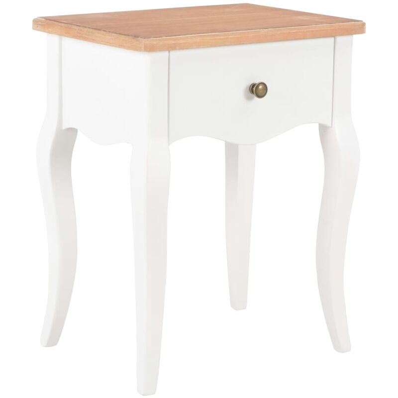 

Mesita de noche madera maciza de pino blanco marrón 40x30x50 cm
