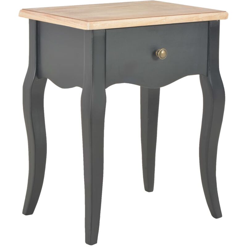 

Mesita de noche madera maciza de pino negro marrón 40x30x50 cm - Negro