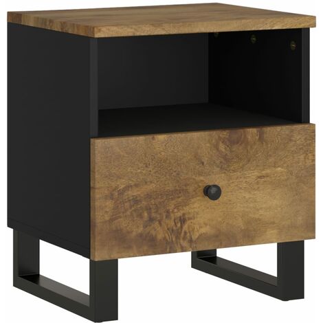 Mesita de noche madera maciza mango y madera contrachapada vidaXL