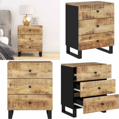 Mesita de noche madera mango madera contrachapada 50x33x62 cm - Madera mango - Almacenamiento