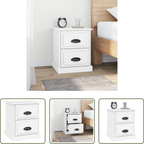 Mesita de noche madera -  Mesita de noche madera contrachapada blanco 39x39x47,5 cm