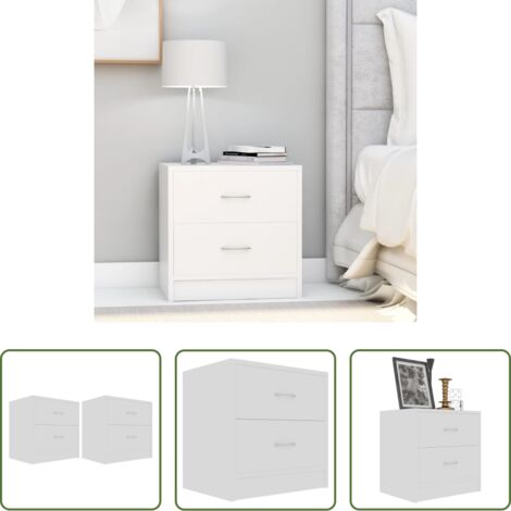 Mesita de noche madera -  Mesitas de noche 2 uds madera contrachapada blanco 40x30x40 cm
