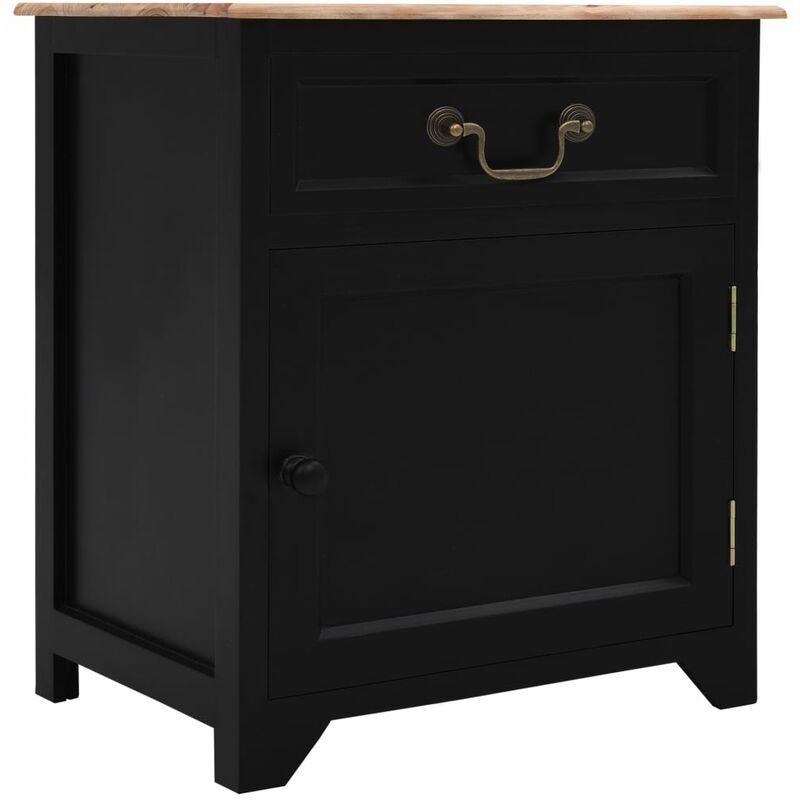

Mesita de noche madera Paulownia negra y marrón 40x30x50 cm - Negro