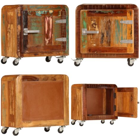 Mesita de noche madera reciclada maciza 50x30x50 cm - Madera reciclada - Mesita de noche de madera