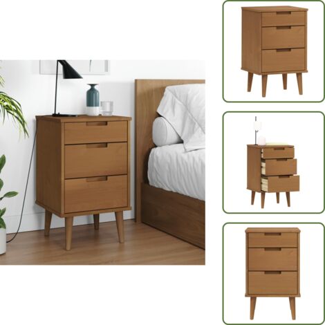 Mesita de noche madera - vidaXL Mesita de noche MOLDE madera maciza de pino marrón 40x35x65 cm - Mesita de noche madera contrachapada
