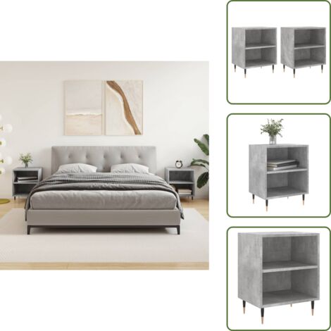 Mesita de noche madera - vidaXL Mesitas de noche 2 uds madera gris hormigón 40x30x50 cm -
