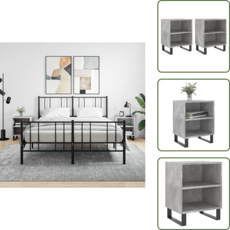 Mesita de noche madera - vidaXL Mesitas de noche 2 uds madera gris hormigón 40x30x50 cm -