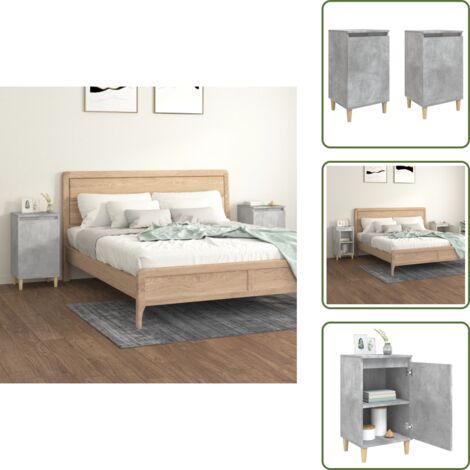 Mesita de noche madera - vidaXL Mesitas de noche 2 uds madera gris hormigón 40x35x70 cm -