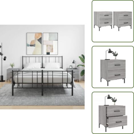 Mesita de noche madera - vidaXL Mesitas noche 2 uds madera ingeniería gris Sonoma 40x35x47,5 cm -