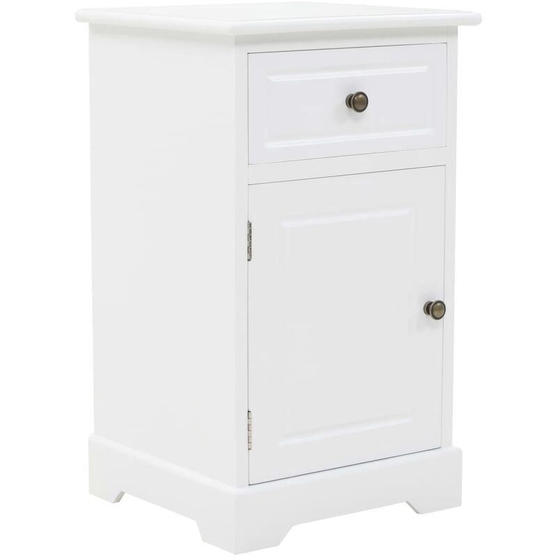 

vidaXL Mesita de noche MDF y madera de pino 35x32x59 cm - Blanco
