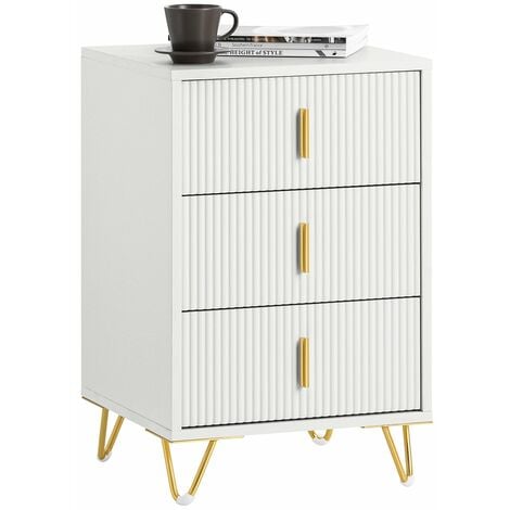 Mesita de Noche Mesa Auxiliar Mobiliario de Salón Moderno con 3 cajones 40 x 40 x 63 cm FBT115-L-W SoBuy ES