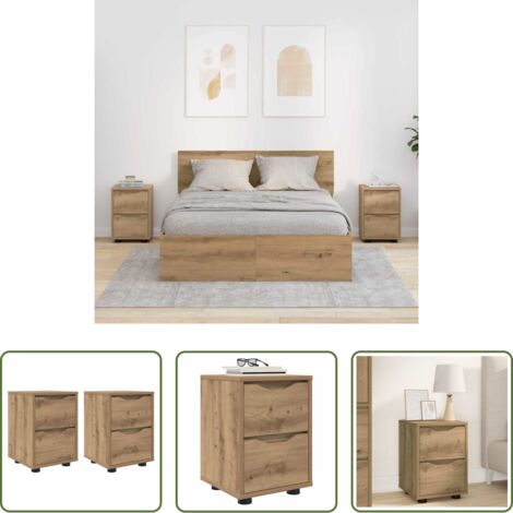 Mesita de noche -  Mesas de noche 2 pcs Roble artesanal 30,5 x 30 x 43 cm