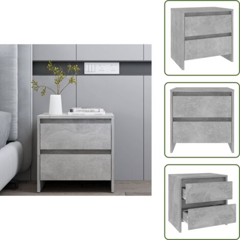 Mesita de noche, Mesilla de Noche, Comoda, Mesa Auxiliar de madera ingeniería gris hormigón 45x34,5x44,5 cm BGT49170 MaisonChic