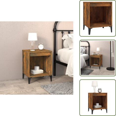 Mesita de noche, Mesilla de Noche, Comoda, Mesa Auxiliar roble ahumado 40x35x50 cm BGT52516 MaisonChic