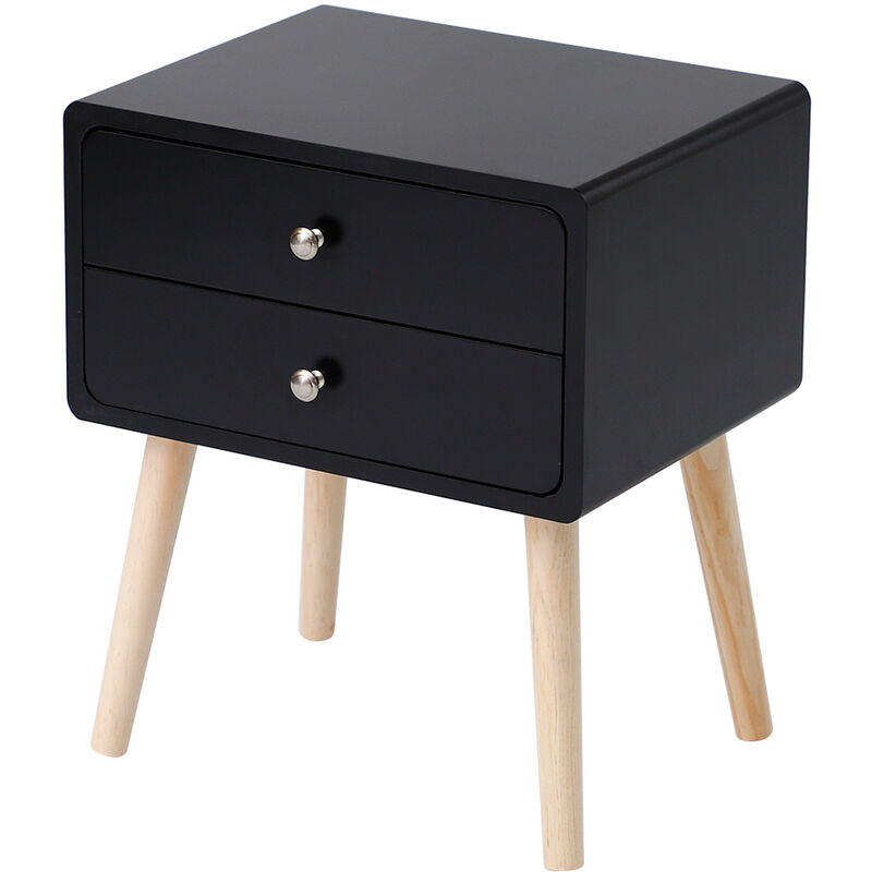 

Mesita de Noche | Mesitas de café | Mesa Auxiliar Lateral con 2 cajones MDF | (Negro)