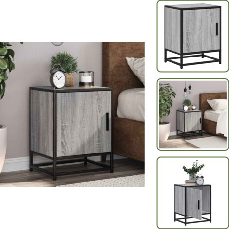 Mesita de noche metal - vidaXL Mesita noche madera de ingeniería gris sonoma 40x31x50 cm metal - Almacenamiento