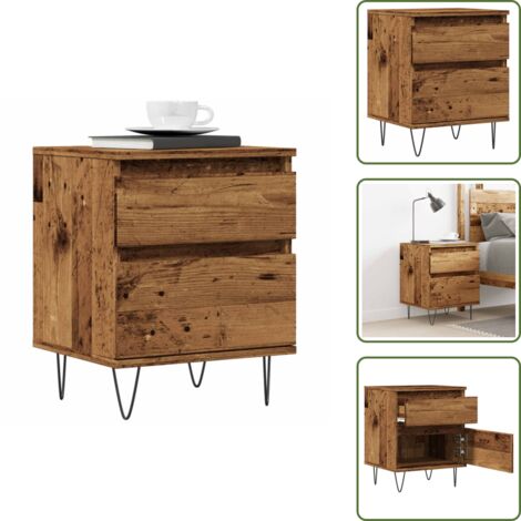 Mesita de noche moderna - vidaXL Mesita de noche madera ingeniería madera envejecida 40x35x50 cm - Mesita de noche con cajón