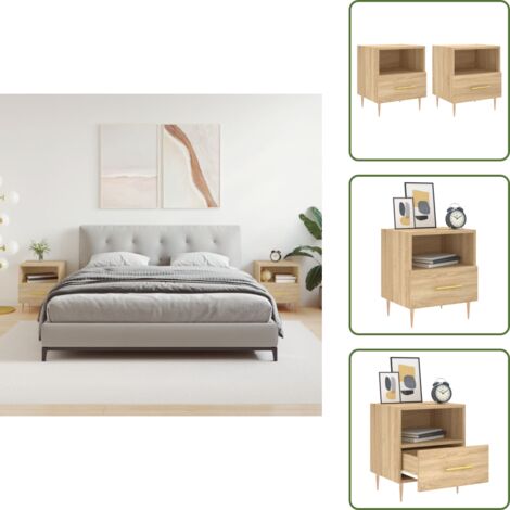 Mesita de noche moderna - vidaXL Mesita noche 2 uds madera ingeniería roble Sonoma 40x35x47,5 cm - Mesita de noche de ingeniería
