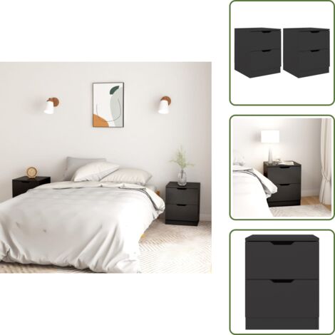 Mesita de noche moderna - vidaXL Mesitas de noche 2 uds madera de ingeniería negro 40x40x50 cm - Mesita de noche de madera contrachapada
