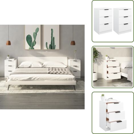 Mesita de noche moderna - vidaXL Mesitas de noche 2 unidades color blanco 40x36x65 cm - Mesita de noche con cajones
